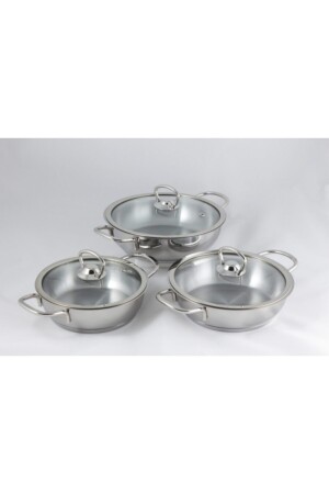 Samira Omelette-Set, Glasdeckel, 3-teiliges Kochtopf-Set 666 - 3