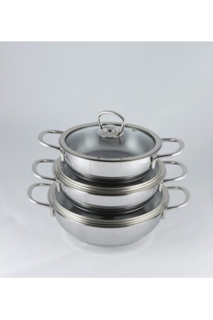 Samira Omelette-Set, Glasdeckel, 3-teiliges Kochtopf-Set 666 - 4