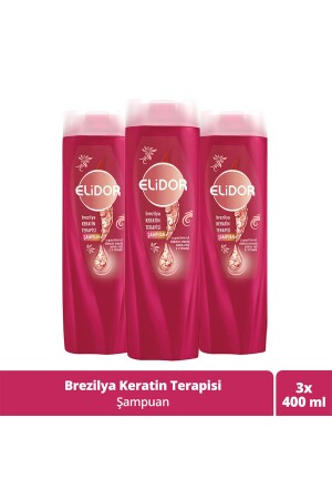 Şampuan Brezilya Keratin Terapisi Hidrolize Keratin Marula Yağı E Vitamini 400 ml X3 - 3