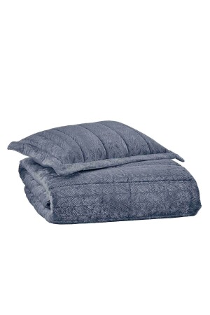 Samt-Komfort-Set, modernes Schlafset, Einzelbett, Blau, 2-teilig - 4