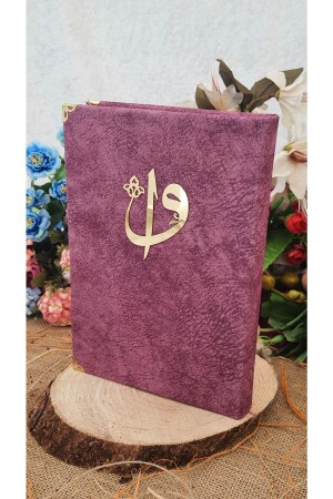 Samt-Koran, mittlere Größe, 24 x 16, Audio-Hören, lila, religiöse Angelegenheiten, versiegeltes Mevlit-Geschenk, Nubuk - 4