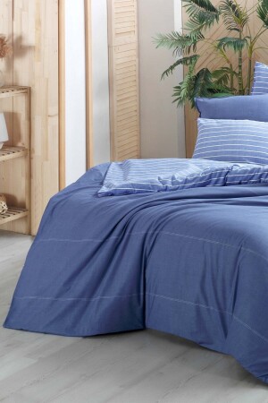 Sandor Blue Double 100% Cotton Fancy Popeline Duvet Cover Set SAREV. 3180614002 - 4