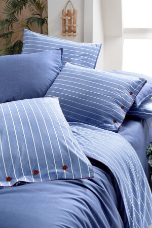 Sandor Blue Double 100% Cotton Fancy Popeline Duvet Cover Set SAREV. 3180614002 - 7