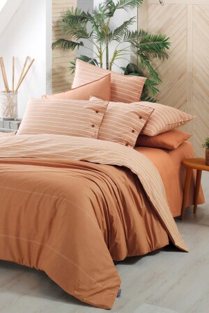 Sandor Brown Single 100% Cotton Fancy Popeline Duvet Cover Set SAREV. 3180613001 - 2