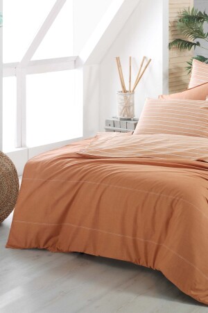 Sandor Brown Single 100% Cotton Fancy Popeline Duvet Cover Set SAREV. 3180613001 - 4