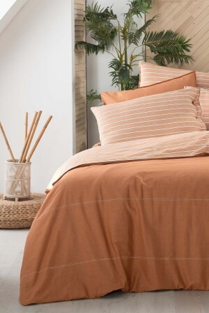 Sandor Brown Single 100% Cotton Fancy Popeline Duvet Cover Set SAREV. 3180613001 - 5