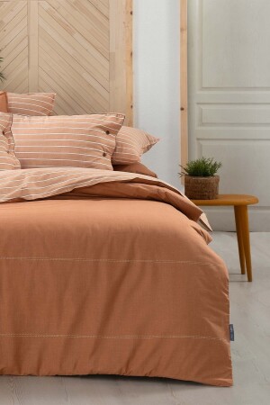 Sandor Brown Single 100% Cotton Fancy Popeline Duvet Cover Set SAREV. 3180613001 - 6