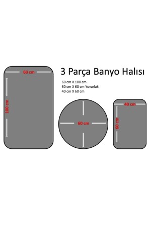 Sarar Post 3'lü Banyo Halısı (60X100, 40X60, 60X60 YUVARLAK) Peluş Post Halı Klozet Takımı Açık Gri banyohalı3lu - 4