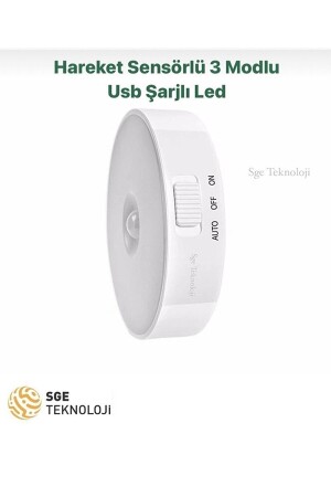 Sarı Işık Hareket Sensörlü 8 Ledli Usb Şarjlı Led Işık On-auto-off Modlu Dolap Içi- Koridor Type-c - 4