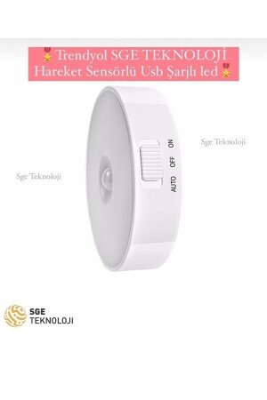 Sarı Işık Hareket Sensörlü 8 Ledli Usb Şarjlı Led Işık On-auto-off Modlu Dolap Içi- Koridor Type-c - 5