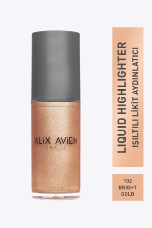 Sarı Işıltılı Likit Aydınlatıcı - Liquid Highlighter 102 - Yüz & Vücut için - 45 ml - 2