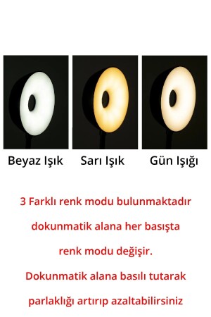 Şarjlı 20 Led Çalışma Okuma Işığı Kademeli Masa Lambası Ayarlanabilir Renk Tonu Parlaklık - 5