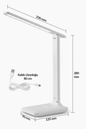 Şarjlı Masa Lambası 3 Renk Dokunmatik Telefon Standlı Kademeli Çalışma Okuma Işığı Gece Lambası 9w - 7