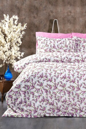 Şarmaşık Rosa 6-teiliges Doppelbett-Bettbezug-Set mit elastischen Laken cndn-sarmaşık-çk - 1