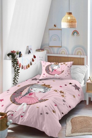 Satin-Baumwolle, rosa Farbe, Prinzessin-Mond-Mädchen, gemustertes Mädchenzimmer-Kinderbettwäsche-Set TYC00621031098 - 1