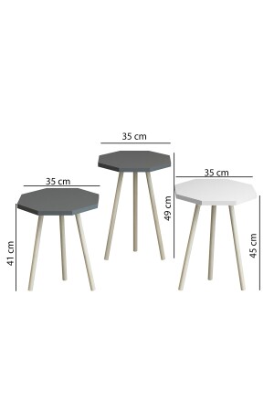 Satz-Couchtisch mit 3 Sitzplätzen, achteckiges Modell, Satz-Couchtisch mit Hainbuchenbeinen, achteckiger Satztisch mit Hornhornbeinen - 5