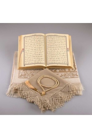 Schal Gebetsteppich Gebetsperlen Koran Geschenkset (HAFIZ BOY- GOLD) - 5