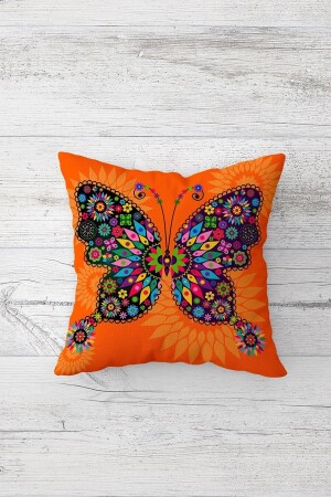 Schmetterling und Blumen gemusterter Vintage-Kissenbezug mit verstecktem Reißverschluss, Sofa-Kissenbezug-Set (4 Stück) - 5