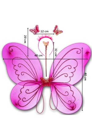 Schmetterlingsflügel – Zauberstab und Krone, 3er-Set – Fuchsia - 4