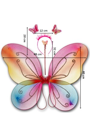 Schmetterlingsflügel – Zauberstab und Krone, 3er-Set – Regenbogen - 4