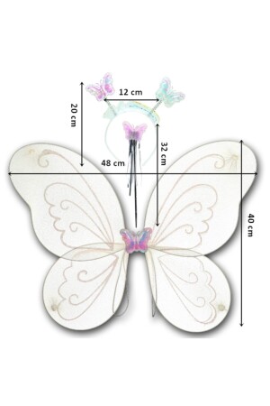 Schmetterlingsflügel – Zauberstab und Krone, 3er-Set – Weiß - 4