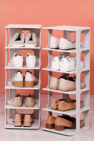 Schuh-Organizer, 5-stöckig, 2-teilig, weiß, Luxus-Organizer MİMLİFE-AYAKKABILIKBYZ - 5