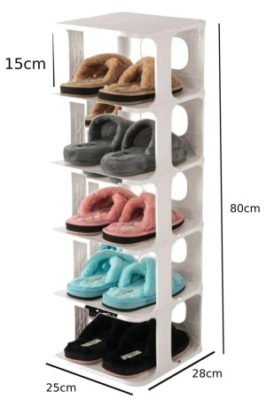 Schuh-Organizer, 5-stöckig, 2-teilig, weiß, Luxus-Organizer MİMLİFE-AYAKKABILIKBYZ - 7