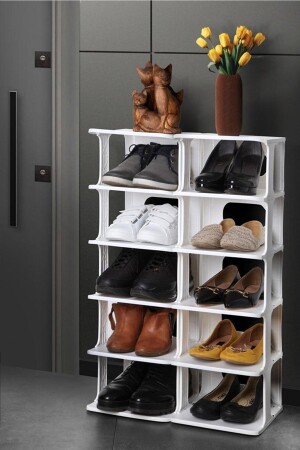 Schuh-Organizer, 5-stöckig, 2-teilig, weiß, Luxus-Organizer MİMLİFE-AYAKKABILIKBYZ - 3