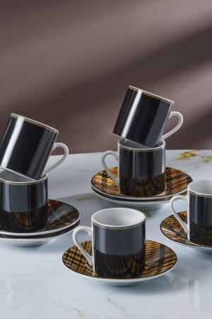 Schwarz kariertes Kaffeetassen-Set für 6 Personen, 80 ml, 153. 03. 06. 8751 - 6