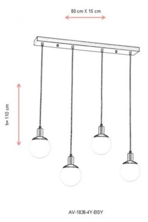 Schwarz lackierter moderner Kronleuchter Avonnı Av-1838-4y-bsy AV-1838-4Y-BSY - 9