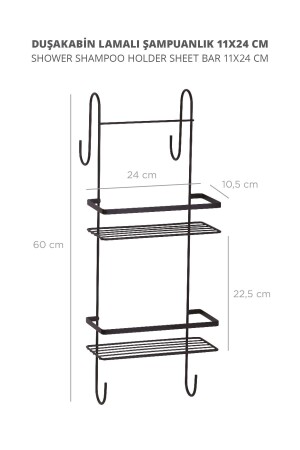 Schwarz laminierter Duschkabinen-Shampoo-Halter – 11 x 24 cm ALS-843 - 4