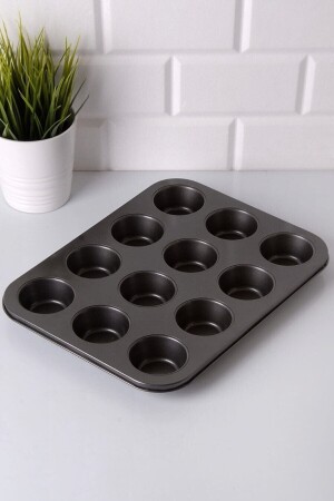 Schwarze 12-teilige Muffin-Kuchenform 26 x 38 cm - 4