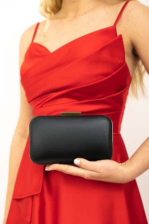 Schwarze Abendkleid-Clutch-Portfolio-Damentasche aus Stoff für Damen - 2