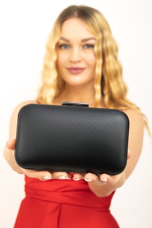 Schwarze Abendkleid-Clutch-Portfolio-Damentasche aus Stoff für Damen - 4