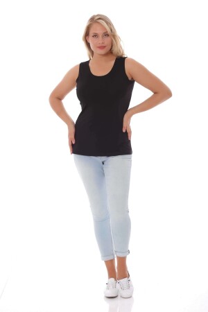 Schwarze Basic-Bluse mit breiten Trägern - 1