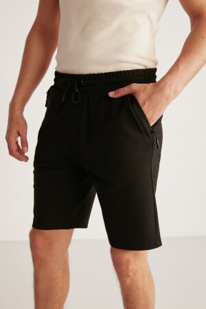 Schwarze Camillo Herren-Shorts mit Taschenreißverschluss, elastischem Bund und Bermuda CAMI08052020 - 2