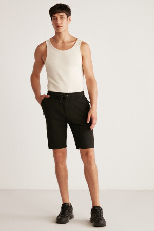 Schwarze Camillo Herren-Shorts mit Taschenreißverschluss, elastischem Bund und Bermuda CAMI08052020 - 4