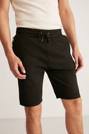 Schwarze Camillo Herren-Shorts mit Taschenreißverschluss, elastischem Bund und Bermuda CAMI08052020 - 5