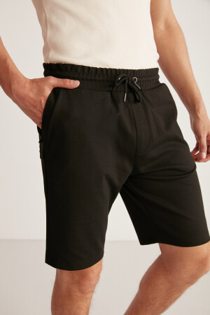 Schwarze Camillo Herren-Shorts mit Taschenreißverschluss, elastischem Bund und Bermuda CAMI08052020 - 6