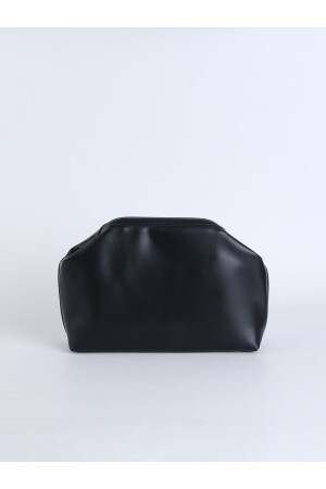 Schwarze Damen-Clutch-Handtasche aus Kunstleder - 4