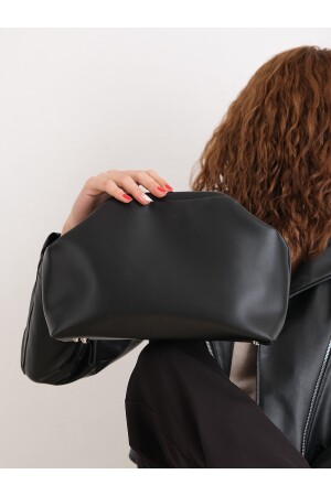 Schwarze Damen-Clutch-Handtasche aus Kunstleder - 6