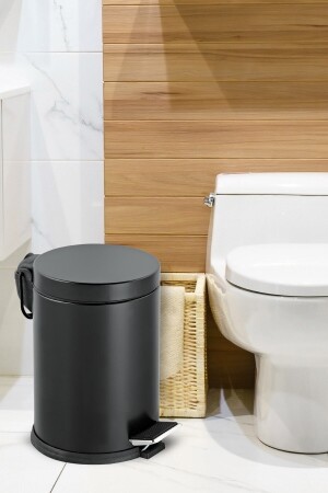 Schwarze Farbe Pedal Metall 3 Liter Mülleimer Badezimmer Toilette Balkon Küche, gorbanyo3lt1 - 7