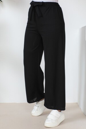 Schwarze Hose mit weitem Bein und hoher Taille - 1