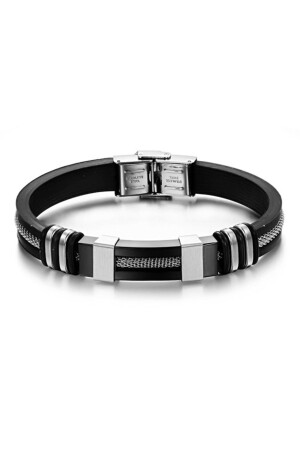 Schwarze IPC-Kappe. Herrenarmband aus Kautschukstahl cy87 - 2