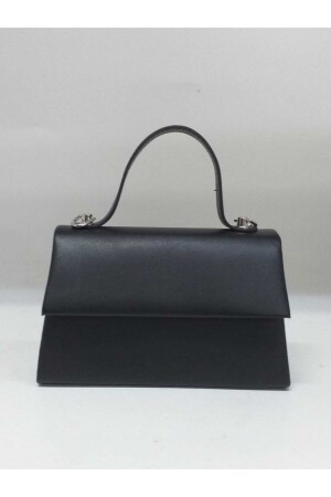 Schwarze Kunstledertasche für Damen - 2