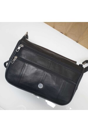 Schwarze Ledertasche mit mehreren Taschen 2340 - 8