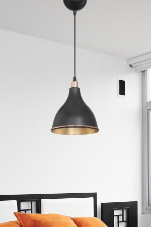 Schwarze Pendelleuchte, Kronleuchter, Schlafzimmer, Wohnzimmer, Küche, Flur, Lampe im Inneren, goldener Kronleuchter1 - 2