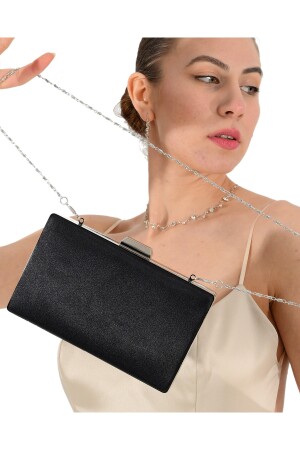 Schwarze Satin-Abendtasche, Abendtasche, Verlobungs- und Hochzeitstasche, 135 Satin - 4