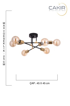 Schwarzer 6-teiliger Kronleuchter mit Fransen – Çakır Avize 4400-6S - 6