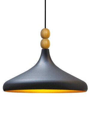 Schwarzer Champion Einzel-Kronleuchter mit Holzperlen, Hängelampe, Wohnzimmer, Küche, Boutique-Lampe, Beleuchtung, Kronleuchter BMM2066WM - 6